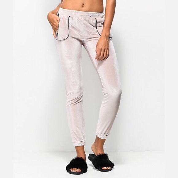 Hologram Rose Velvet Jogger Pants - Picture 1 of 3